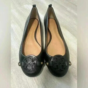 Tory Burch Mini Miller Women’s Ballet Flat Black Sz 5.5 Nappa Leather